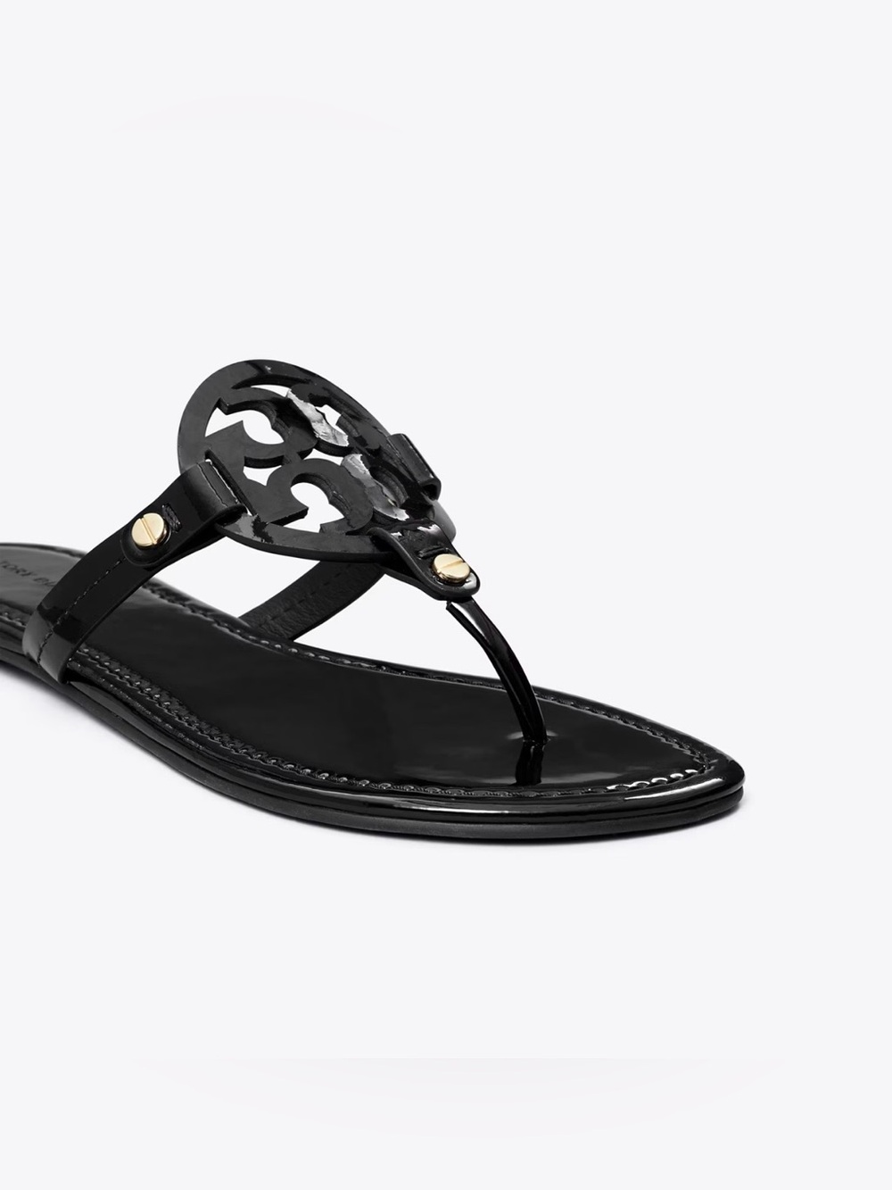 TORY BURCH MILLER PATENT SANDAL BLACK Preppy back to school trending Size 8 - Picture 4 of 11